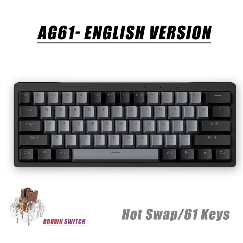 AG61 61-Key Mini RGB Mechanical Gaming Keyboard - Hot Swap Gasket Design for Russian/Spanish/Brazilian Layouts