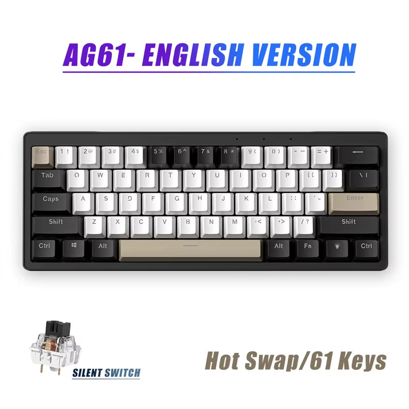 AG61 61-Key Mini RGB Mechanical Gaming Keyboard - Hot Swap Gasket Design for Russian/Spanish/Brazilian Layouts