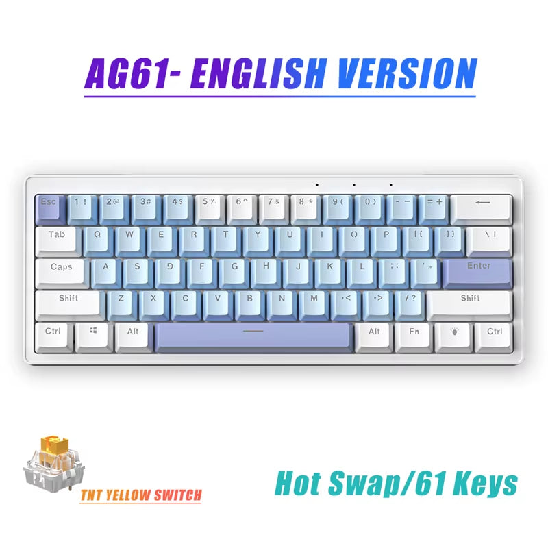 AG61 61-Key Mini RGB Mechanical Gaming Keyboard - Hot Swap Gasket Design for Russian/Spanish/Brazilian Layouts