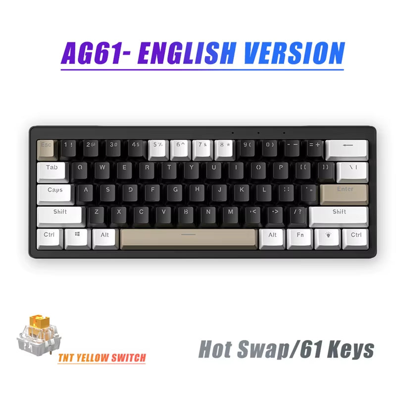 AG61 61-Key Mini RGB Mechanical Gaming Keyboard - Hot Swap Gasket Design for Russian/Spanish/Brazilian Layouts