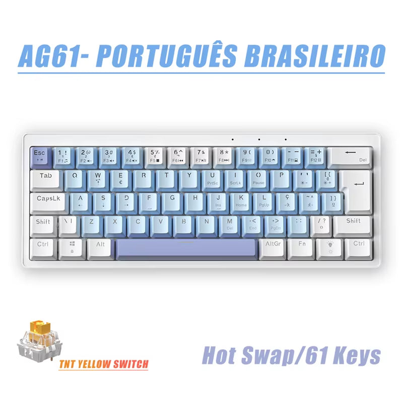 AG61 61-Key Mini RGB Mechanical Gaming Keyboard - Hot Swap Gasket Design for Russian/Spanish/Brazilian Layouts