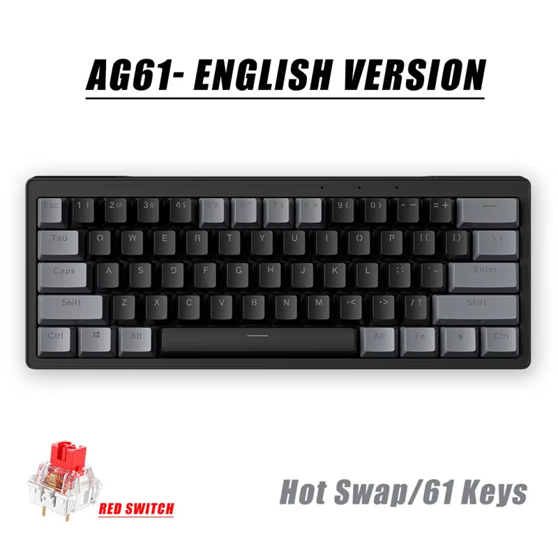 AG61 61-Key Mini RGB Mechanical Gaming Keyboard - Hot Swap Gasket Design for Russian/Spanish/Brazilian Layouts